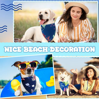 100 Pcs Ocean Dog Bandanas Bulk Pet Bibs Colorful Triangle Pet Ocean Scarf - Image 3