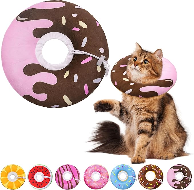 Cat Cone Collar Soft, Adjustable Cat Recovery Collar Kitten Cones to Stop by Seyezo