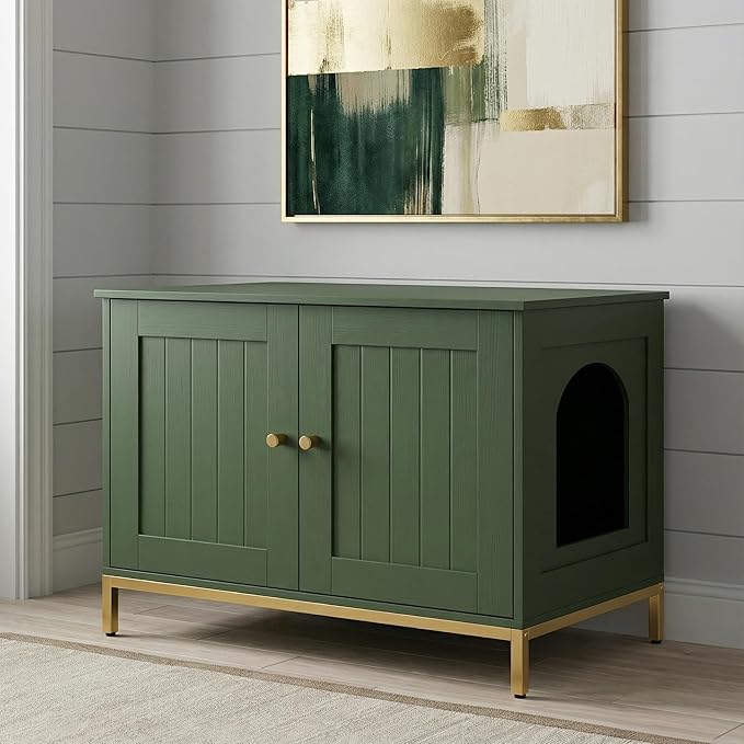 Homhedy Cat Litter Box Enclosure, Cat Washroom Furniture - Image 6