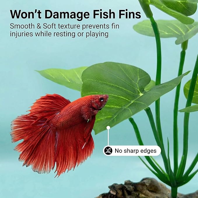 2-Pack Aquarium Decor Fish Tank Decorations 6-inch Betta Fish Tank Plants Leaf - Image 6