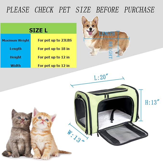 Soft Sided Carrier for Small Medium Cats Dogs, Removable Pad Collapsible Travel - Image 4