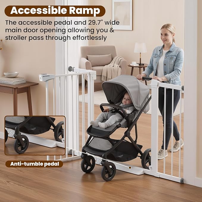 29.7-46" Extra Wide Baby Gate for Stairs, Pressure Mounted Dog Gate Indoor for - Image 5