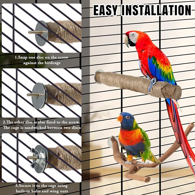 REHALY Large Bird Perch Stand, Paw Grinding Forks, Stand & Toys - Image 5
