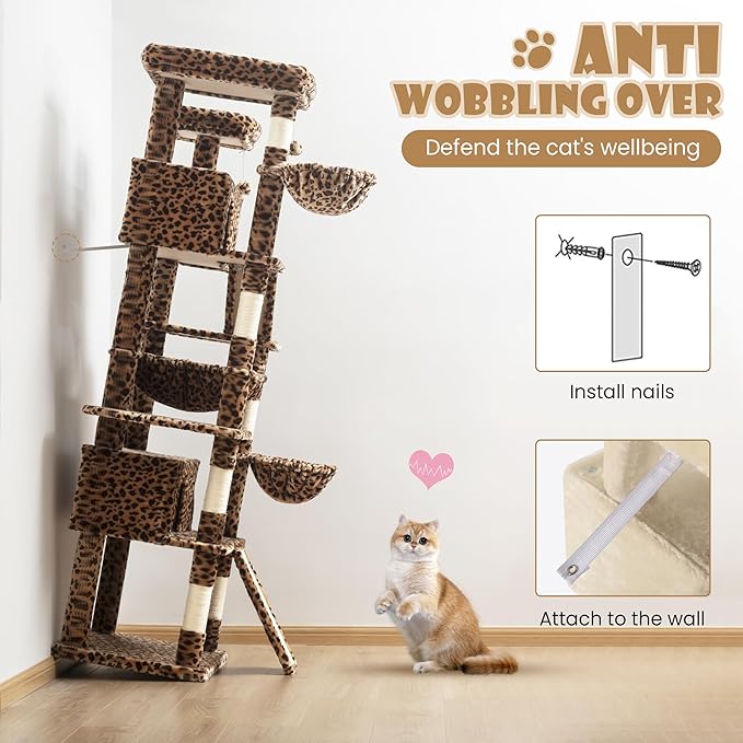 SHA CERLIN 81in Multi-Level Tall Cat Tree Tower - Image 8