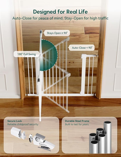 BABELIO 36" Tall Dog Gate PressGuard C5, 26-40" Wide Auto Close Baby Gate - Image 6