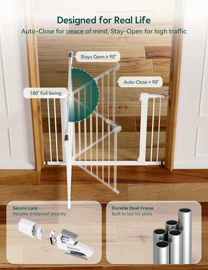 Babelio 29-55 Inch Extra Wide Baby/Dog Gate, PressGuard P7, Metal Auto Close - Image 5