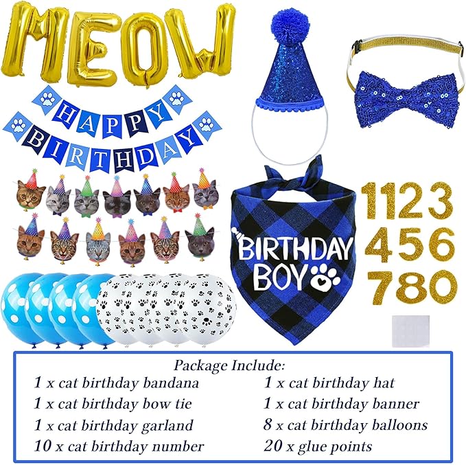 STMK Cat Birthday Party Supplies, Cat Birthday Hat - Image 3