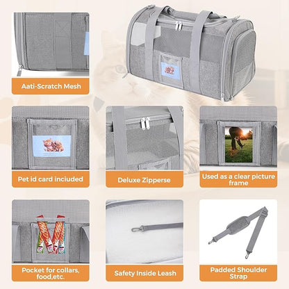 Soft Cat Carrier for Pets Up to 25 lbs, Cat Pet Travel Bag - Image 7