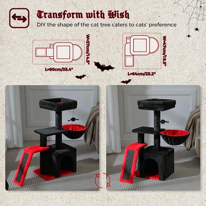PETEPELA Gothic Cat Tree Tower for Indoor Cats, 31.5'' Small Cat Tower Condo - Image 2
