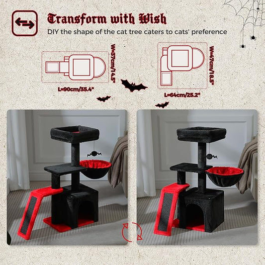 PETEPELA Gothic Cat Tree Tower for Indoor Cats, 31.5'' Small Cat Tower Condo - Image 2