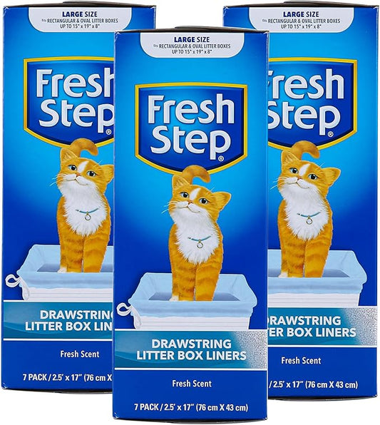 Fresh Step Drawstring Cat Litter Box Liners, Scented Heavy Duty Kitty Litter by FreshStep