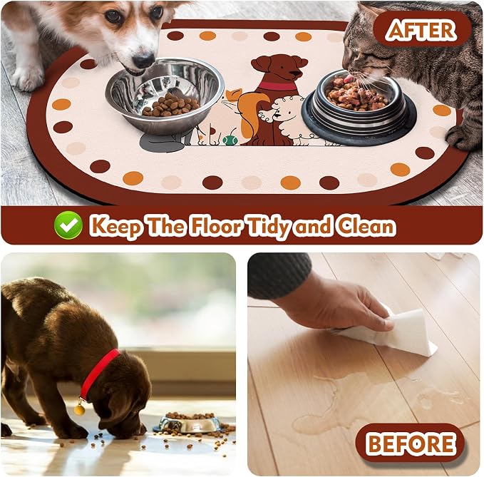 Dog Feeding Mat 24''x16'', Absorbent Pet Food Mat, No Stains Quick Dry Pet - Image 5