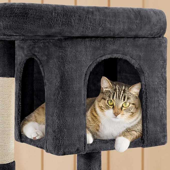 Yaheetech 33.5in Cat Tree, Small Kittens Tower w/Large Perch&2 Cozy Condos - Image 8