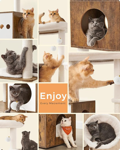 Feandrea Cat Tree with Litter Box Enclosure, 70.1-Inch Tall Cat Tower, 2-in-1 - Image 6