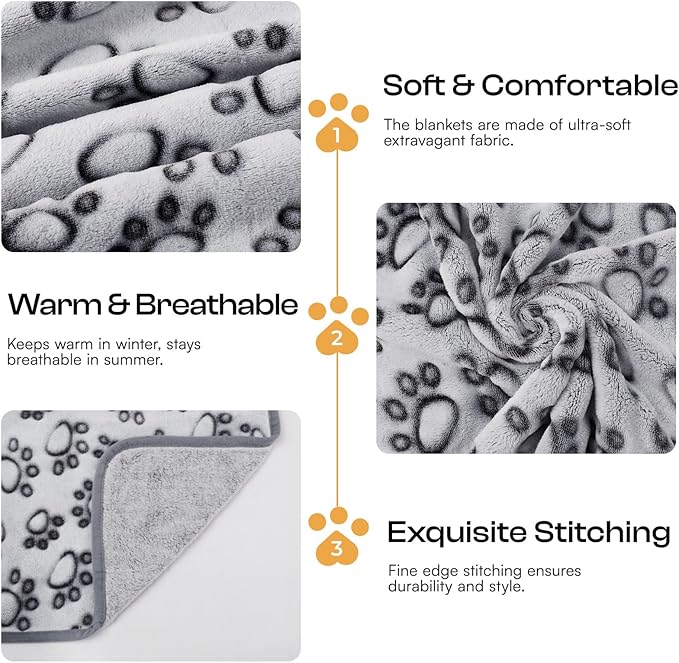 Luciphia 1 Pack 3 Blankets Fluffy Premium Fleece Pet Blanket Flannel Paw - Image 4