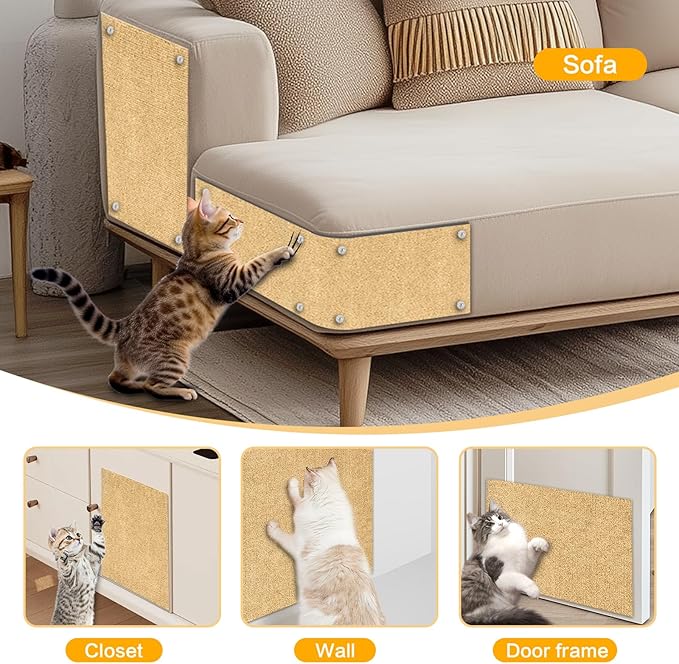 Cat Scratch Mat, 118.5"x17.4" Trimmable Self-Adhesive Cat Scratch Furniture - Image 8