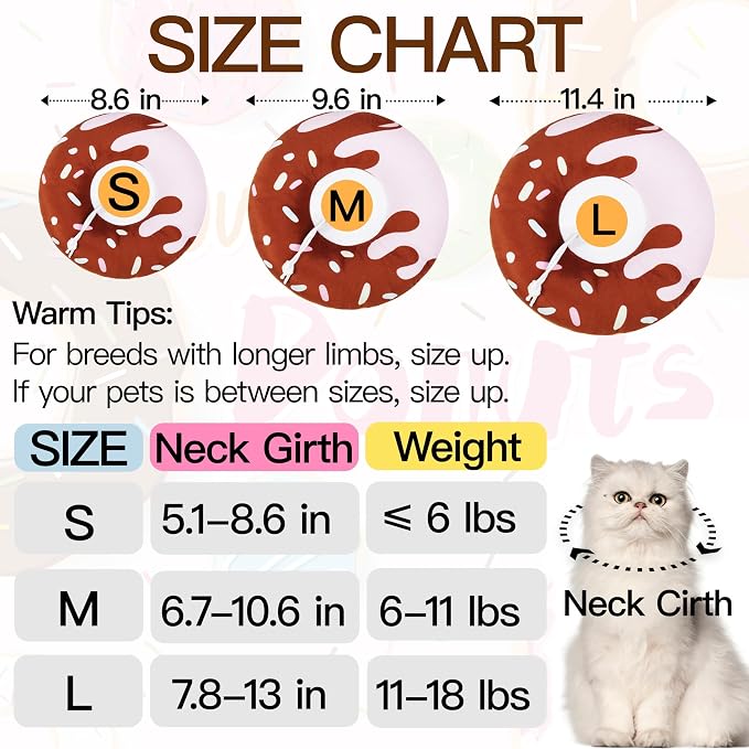 Cat Cone Collar Soft, Cute Cat Donut Collar After Surgery, Adjustable Kitten - Image 2