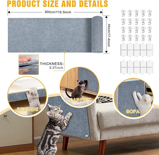 Cat Scratch Mat, 118.5"x17.4" Trimmable Self-Adhesive Cat Scratch Furniture - Image 2