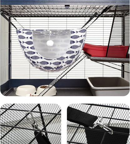 Unittype 2 Pieces Cat Cage Hammock Hanging Pet Bed Double Layer Soft Plush - Image 6