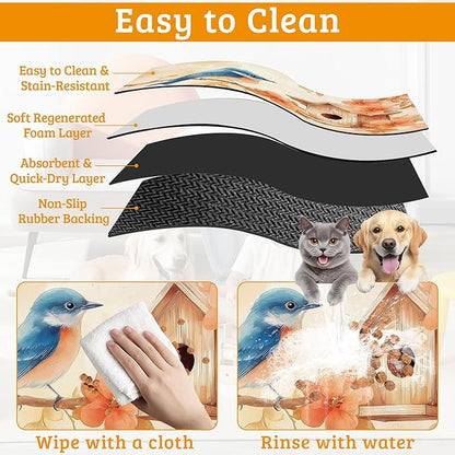 Dog Bowl Mat, Fall Leaves Absorbent Dogs Placemat - Image 5