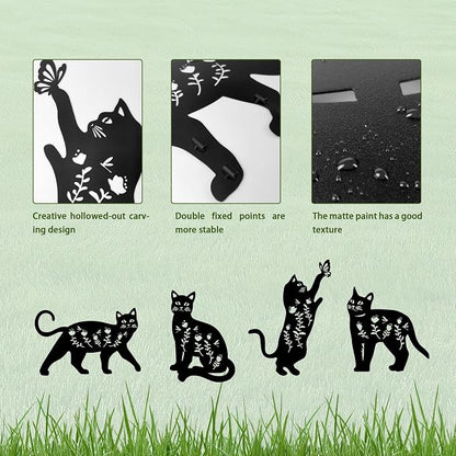 4 Pack Cat Metal Garden Decorative Stakes, Weather Proof Silhouette Statues - Image 5