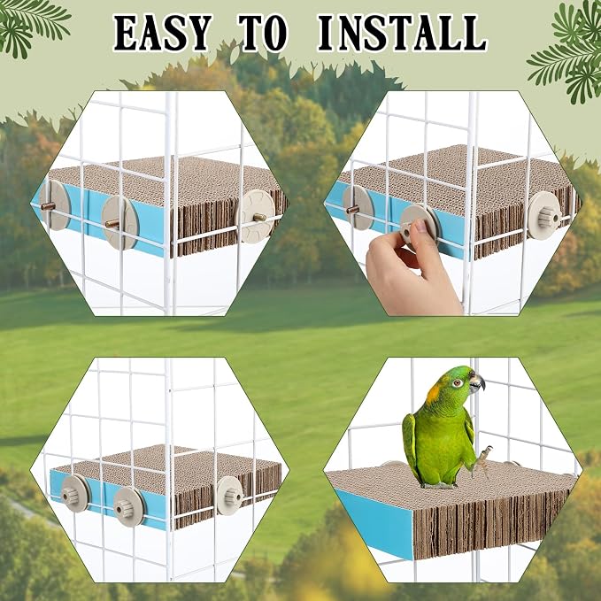 Skyygemm 2 Pieces Parrot Toy Bird Chew Cage Accessories Flat Perch Bird Paw - Image 5