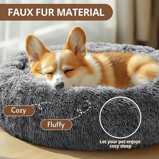 JOLLYVOGUE Calming Dog Bed Medium Size Dog, Anti-Anxiety Donut Medium Pet Bed - Image 2