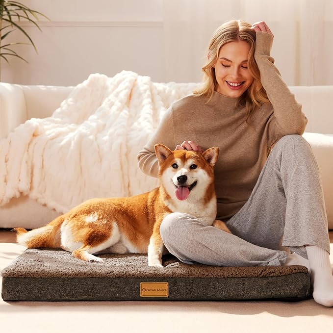 Patas Lague Orthopedic Dog Bed Large Sized Dog 36''X24'', Soft Waterproof Egg - Image 2