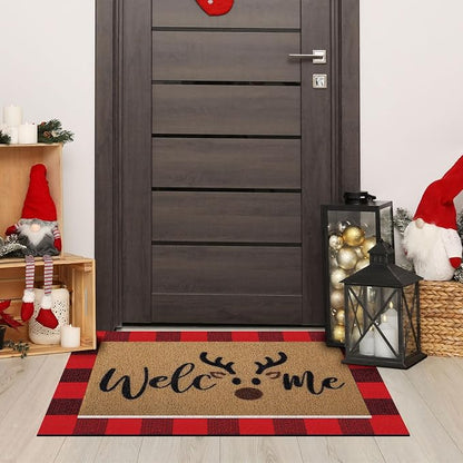 Tinideya 2 Pcs Door Mat Welcome Non Slip Coir Mats Floor Layering Doormats - Image 7