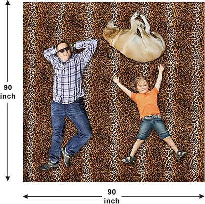 Bnuitland Leopard Print Flannel Blanket, Large Size 90x90 Inches - Image 2
