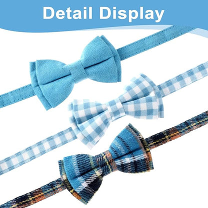 3pcs Bow Tie Cat Collar with Bells, Breakaway Bowtie Plaid Cat Collar, Soft - Image 4