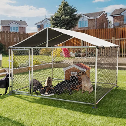 Large Dog Kennel Outdoor with Roof Heavy Duty Dog Enclosure Outside Pet Fence by Garvee