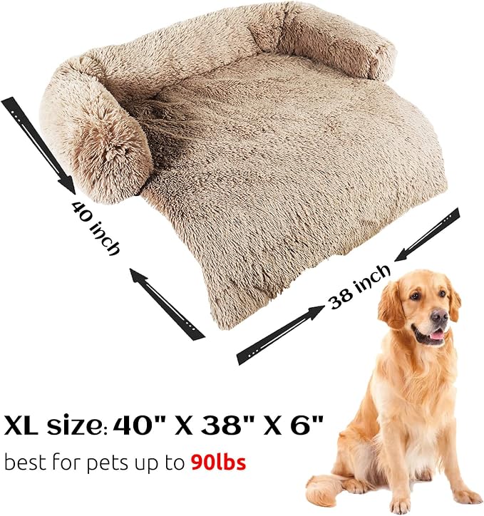 HACHIKITTY Calming Pet Sofa Bed Mat, Washable Plush Couch Cover, Furniture - Image 5