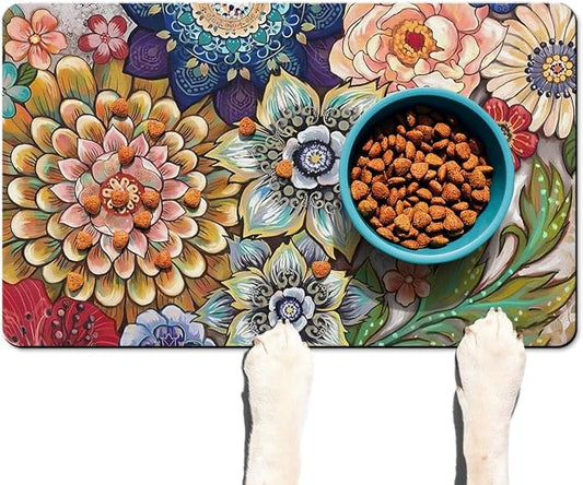 Absorbent Pet Dog Bowl Mat for Food and Water, Pet Cat Food Feeding Mat by Ideasonna