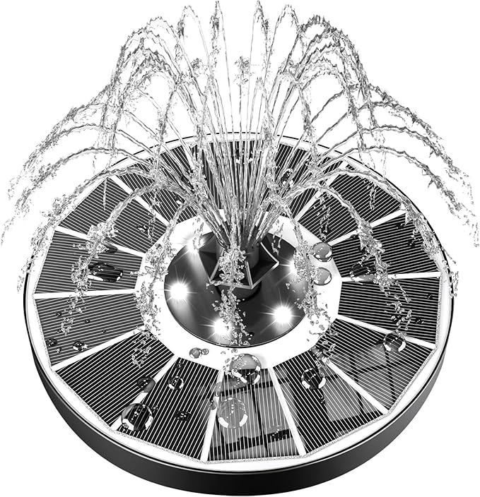 SZMP Solar Fountain Upgraded 100% Glass Panel, 3.5W Floating Solar Powered by SZMP