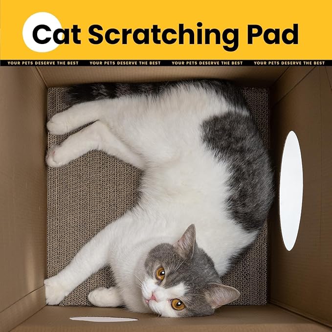 Cardboard Cat House with Scratch Pad & Catnip, Cat Play Scratching House - Image 7