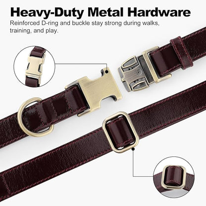 Plutus Pet Genuine Leather Dog Collar – Adjustable Pet Collar - Image 5