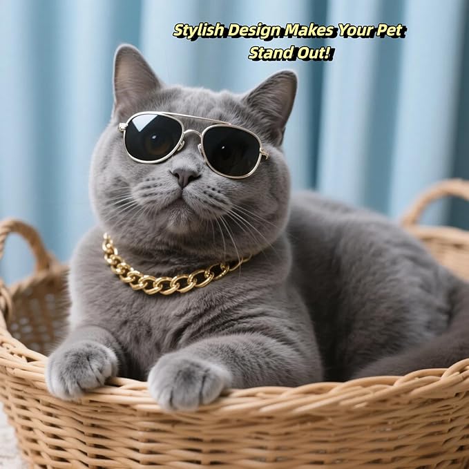 Gold Cat Chain Collar, Adjustable Cuban Link Necklace - Image 5