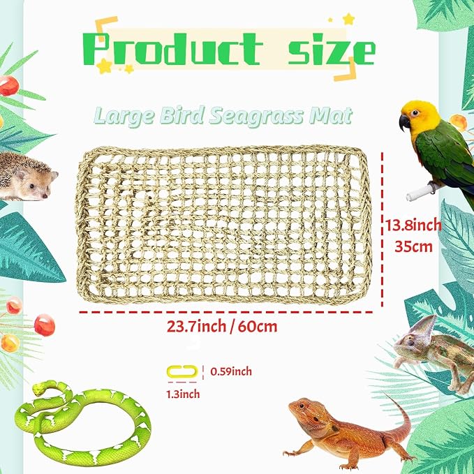 Large Bird Seagrass Mat 24 × 14 ''Natural Seagrass Woven Bird Net Hammock - Image 6