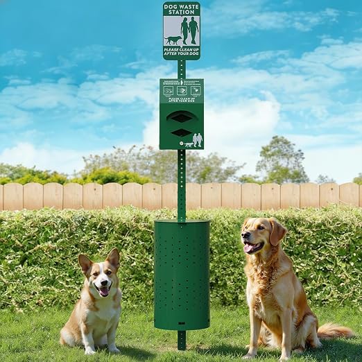 Dog Poop Trash Can Outside for HOA Communities, Durable Rust Proof Aluminum Dog by MetaTeel