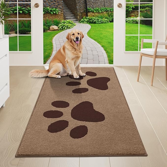 Buganda Dog Door Mat for Muddy Paws, Absorbent Dirt Trapper Washable Indoor by Buganda
