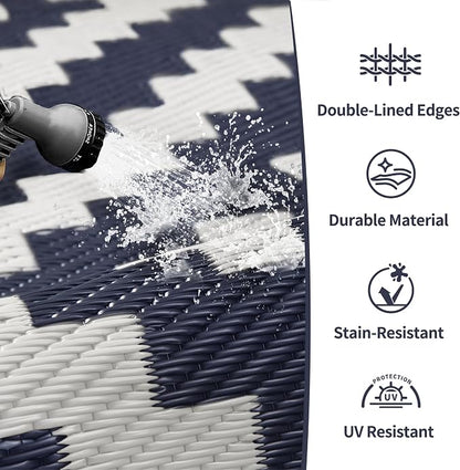 GENIMO Outdoor Rug for Patio Clearance, Reversible Plastic Camping Rugs - Image 5