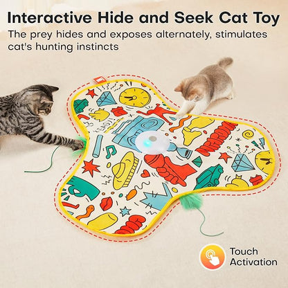 Potaroma Interactive Cat Feather Toys, Hide and Seek Concealed Moving Feather - Image 2