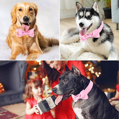 Segarty Dog Bowtie Collar for Neck Girths 12.6-18.1 inch, Adjustable Pink - Image 3