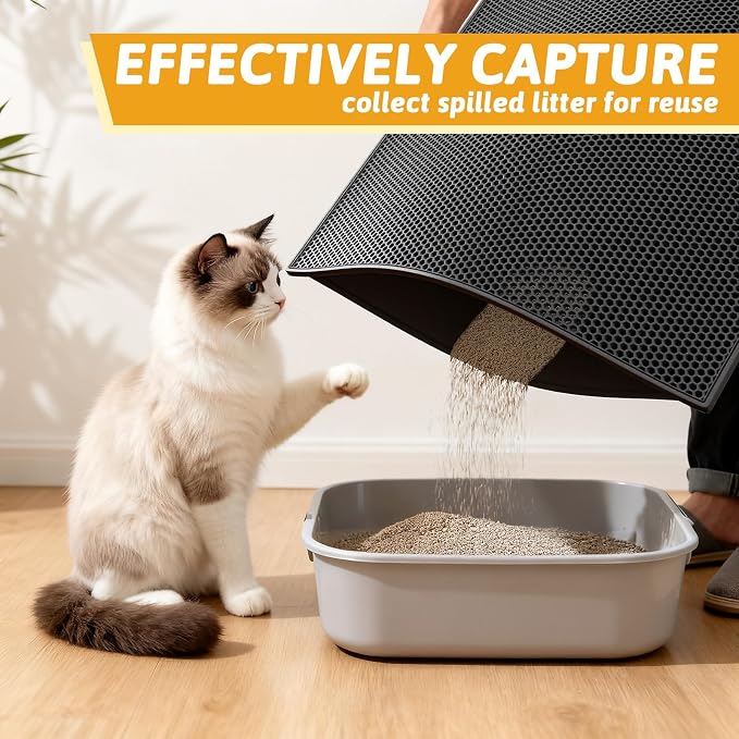 Pieviev Cat Litter Mat Double Layer Waterproof Urine Proof Trapping Mat 1 Pack) - Image 5
