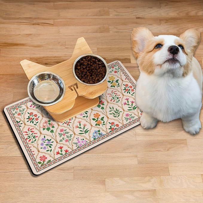 Absorbent Pet Dog Bowl Mat for Food and Water, Pet Cat Food Feeding Mat - Image 2