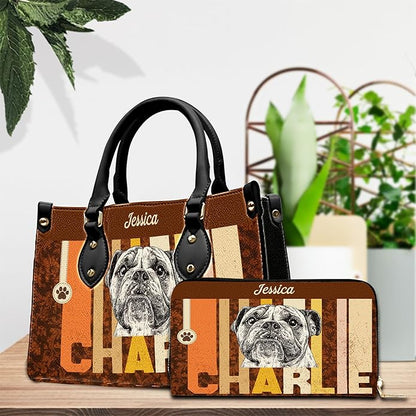 Personalized Pet Mom Leather Handbag – Custom Name Dog Cat Photo Purse - Image 3