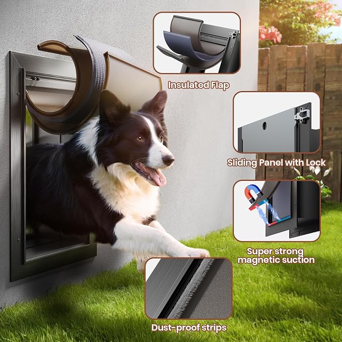 3-Flap Dog Door, All Aluminum Alloy Large Doggy Door Doggie door - Image 4