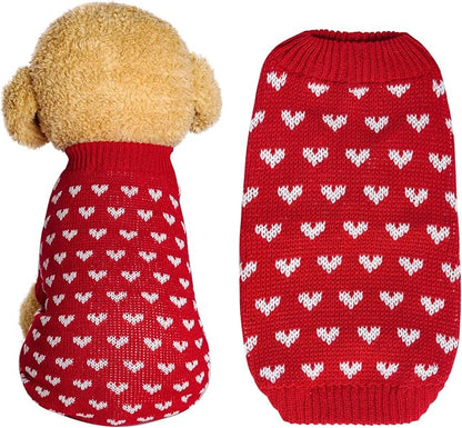 Dxhycc Dog Knitted Sweater Dog Heart Sweater Puppy Sweater Warm Soft Pet by Dxhycc