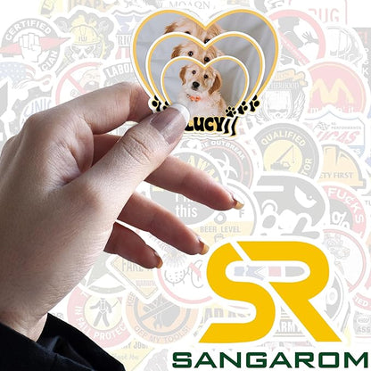 Custom Pet Photo Heart Sticker Personalized Pet Name Decal Cute Pawprint Design - Image 7